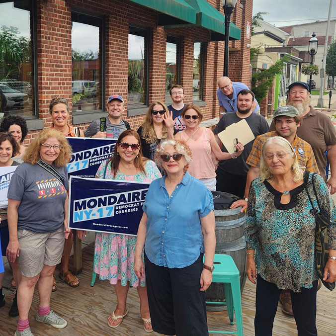 Volunteers outside